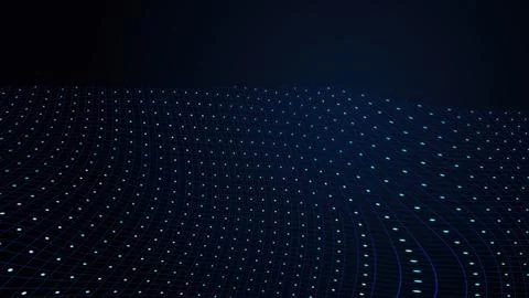 Abstract Digital Background Featuring A Glowing Blue Grid Of Dots Represent.. 库存插图