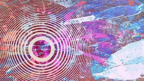 Abstract digital background featuring intricate concentric circles and vibrant Stock Illustration