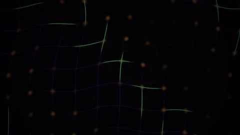 Abstract Digital Background Featuring Moving White Lines and Dots on Dark S.. Stock Footage 340489810