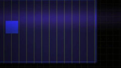Abstract Digital Background Featuring A Moving Blue Square On A Dark Grid P.. Stock Footage 341776873