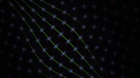 Abstract Digital Background Featuring Pulsing Light Waves and Geometric Dot.. Stock Footage 340490426