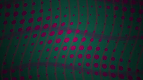 Abstract Digital Background Featuring Pulsing Red Dots on a Dark Green Grid. Stock Footage 340490828
