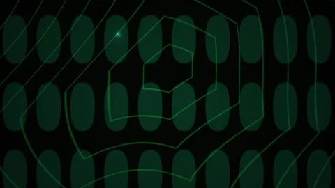Abstract Digital Background Featuring Pulsing Geometric Grid Patterns and G.. Stock Footage 341777973