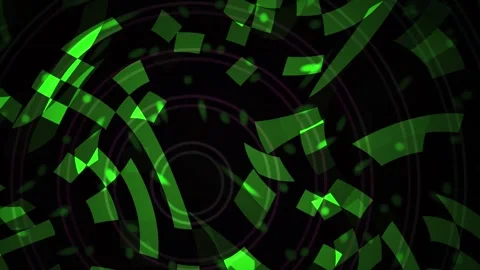 Abstract Digital Background Featuring Pulsing Green Geometric Shapes and Ci.. Stock Footage 341778019