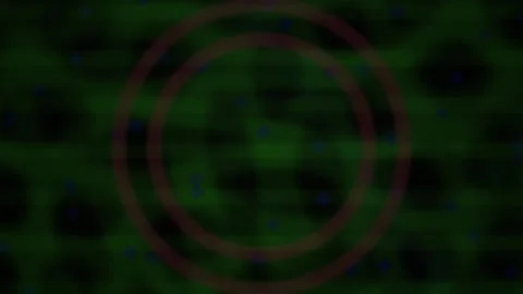 Abstract Digital Background Featuring Pulsing Red Concentric Circles Over A.. Stock Footage 341778491