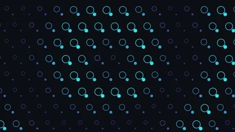 Abstract digital background featuring pulsing cyan circular patterns on dark Stock Footage 345315510