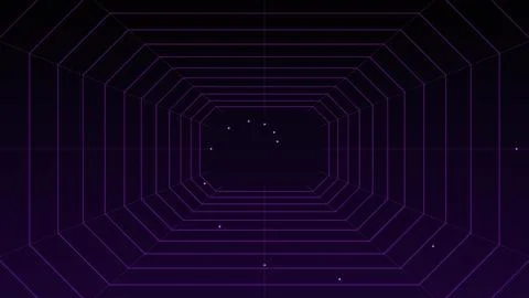 An Abstract Digital Background Featuring A Purple Glowing Geometric Tunnel .. Illustrazione stock
