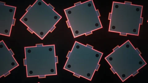 Abstract Digital Background Featuring Rotating Glowing Neon Square Geometri.. Stock Footage 340490960