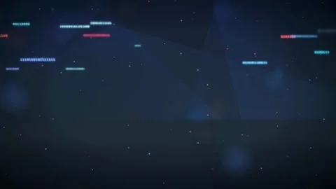 Abstract Digital Background with Floating Binary Code and Blue Geometric Shapes Stock Footage 336773825