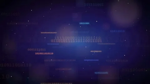 Abstract digital background with floating binary code numbers in deep blue and Stock Footage 336774725