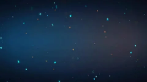 Abstract Digital Background with Floating Binary Code Particles in Deep Blue Stock Footage 336775466