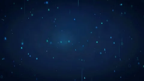 Abstract Digital Background with Floating Binary Code Particles Moving in Deep Stock Footage 336776498