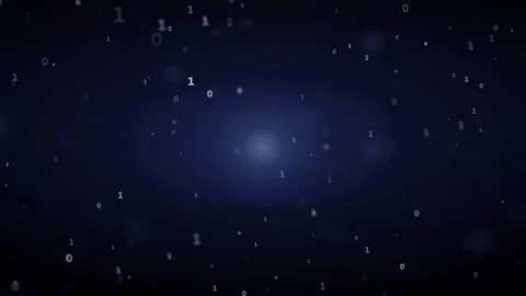 Abstract Digital Background with Floating Binary Code and Glowing Blue Light in Stock Footage 336779745