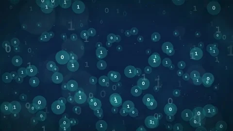 Abstract digital background with floating binary code numbers and glowing bokeh Stock Footage 336780637
