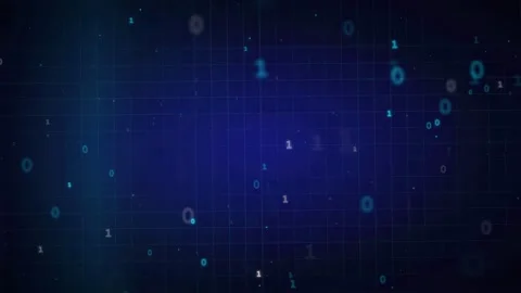 Abstract digital background with floating binary code numbers on a blue glowing Stock Footage 339324126