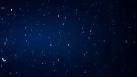 Abstract digital background with floating binary code numbers on a dark blue Stock Footage 339325396