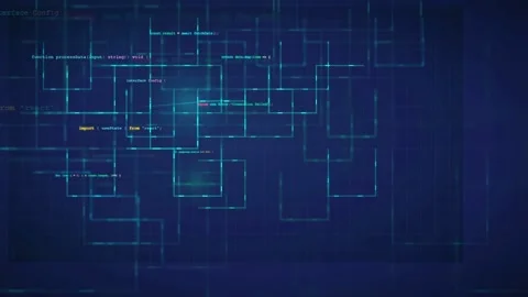 Abstract Digital Background with Floating Blue Code Lines and Glowing Data Stock Footage 339971413