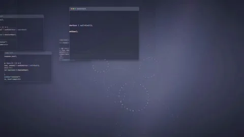 Abstract Digital Background with Floating Code Snippets and Glowing Particles Stock Footage 339962929