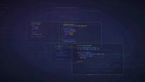 Abstract Digital Background with Floating Code Snippets and Glitch Effects for Stock Footage 339968754