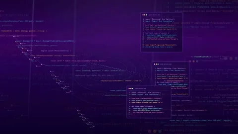 Abstract Digital Background with Floating Code Snippets and Data Streams on Stock Footage 339974822