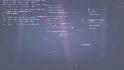 Abstract Digital Background with Floating Computer Code and Glowing Particles Stock Footage 339950133