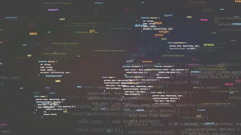 Abstract Digital Background with Floating Computer Code and Programming Scripts Stock Footage 339966734
