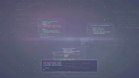 Abstract Digital Background with Floating Computer Code and Data Streams in Stock Footage 339967039