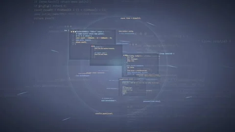 Abstract digital background with floating computer code and data streams in Stock Footage 339969642