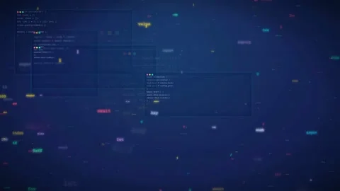 Abstract Digital Background with Floating Computer Code and Data Streams on Stock Footage 339970725
