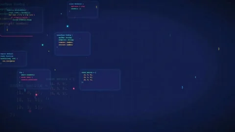 Abstract digital background with floating computer code and data processing Stock Footage 339973669
