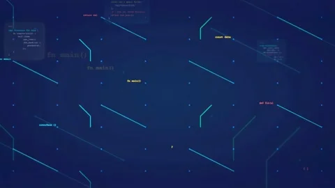 Abstract digital background with floating computer code and glowing blue data Stock Footage 339975790