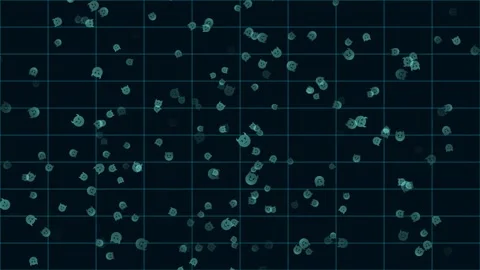 Abstract Digital Background with Floating Cybernetic Icons Stock Footage 330920216