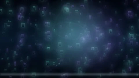 Abstract digital background with floating glowing blue rectangles Stock Footage 335941950