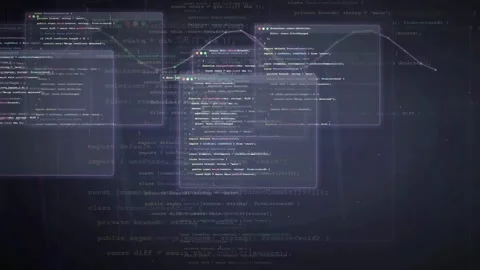 Abstract Digital Background with Floating Programming Code and Data Streams for Stock Footage 339951096