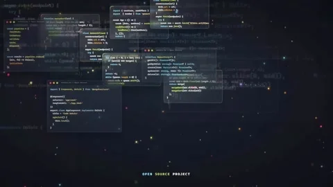 Abstract Digital Background with Floating Programming Code Snippets and Glowing Stock Footage 339967856
