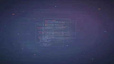 Abstract Digital Background with Floating Programming Code and Data Streams in Stock Footage 339968012