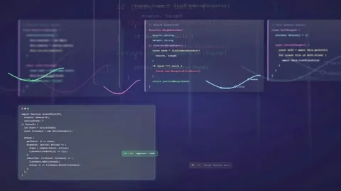Abstract Digital Background with Floating Programming Code and Data Streams on Stock Footage 339968040