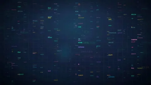 Abstract Digital Background with Floating Programming Code and Data Streams in Stock Footage 339970619