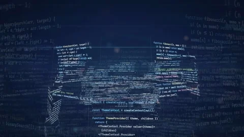 Abstract Digital Background with Floating Programming Code and Data Streams in Stock Footage 339971915