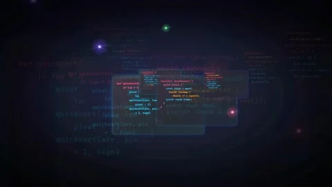Abstract Digital Background with Floating Programming Code and Data Streams in Stock Footage 339974807