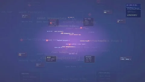 Abstract Digital Background with Floating Programming Code and Data Streams in Stock Footage 339975889