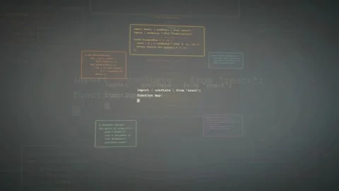 Abstract Digital Background with Floating Programming Code and Data Streams for Stock Footage 339976120