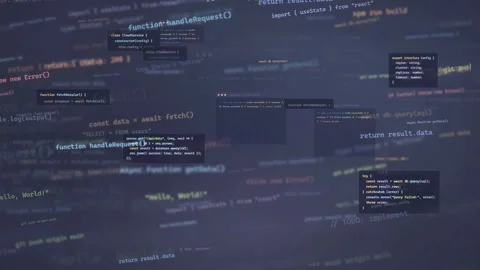 Abstract Digital Background with Floating Programming Code and Data Streams in Stock Footage 339976532