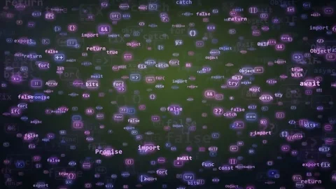 Abstract Digital Background with Floating Programming Code and Data Stream in 動画素材 343157782