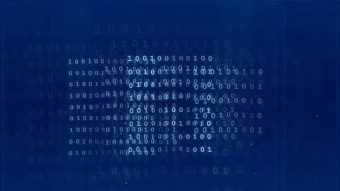 Abstract digital background with flowing binary code numbers on a deep blue Stock Footage 336772459