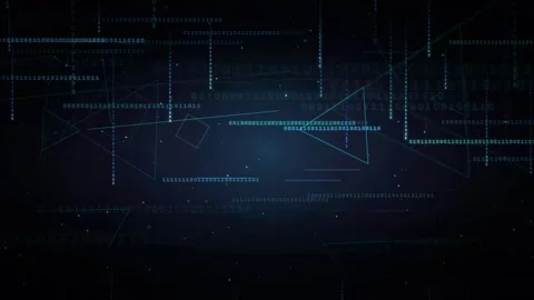 Abstract digital background with flowing binary code and geometric blue Stock Footage 336778164