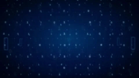 Abstract digital background with flowing binary code numbers on a dark blue Stock Footage 339319637