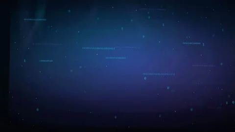 Abstract digital background with flowing binary code and glowing particles in Stock Footage 339320613