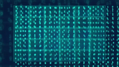 Abstract digital background with flowing binary code and glowing cyan data Stock Footage 339321040