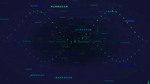 Abstract digital background with flowing binary code and data streams in deep Stock Footage 339321961